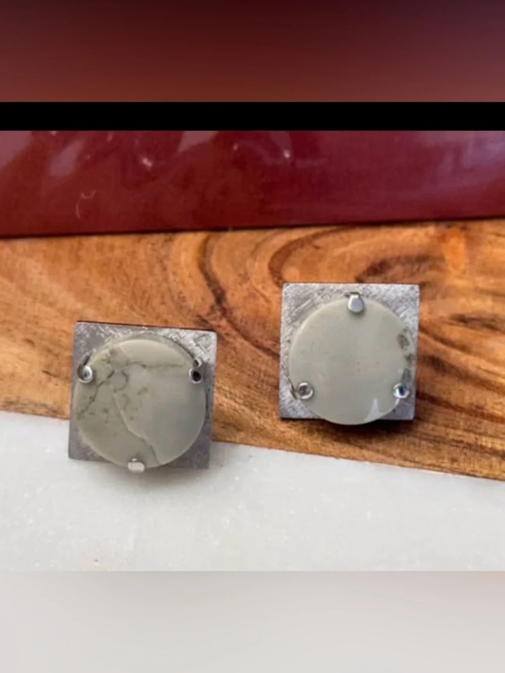 Vintage mid-century Destino cufflinks feature distinctive domed gray stones.